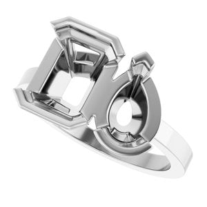14K White 9 x 6 mm Pear Two-Stone Engagement Ring Mounting