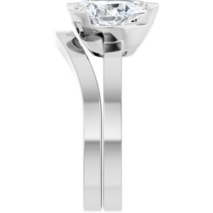 14K White 9 x 6 mm Pear Two-Stone Engagement Ring Mounting