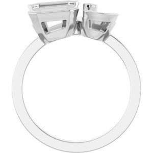 14K White 9 x 6 mm Pear Two-Stone Engagement Ring Mounting
