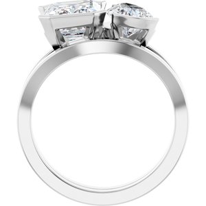 14K White 9 x 6 mm Pear Two-Stone Engagement Ring Mounting