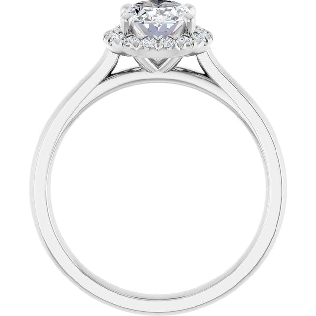 French-Set Halo-Style Engagement Ring