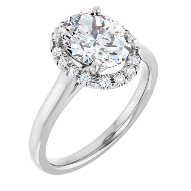 French-Set Halo-Style Engagement Ring