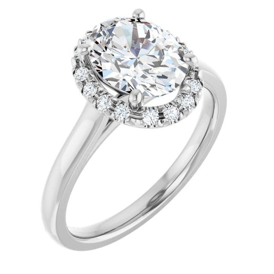 French-Set Halo-Style Engagement Ring
