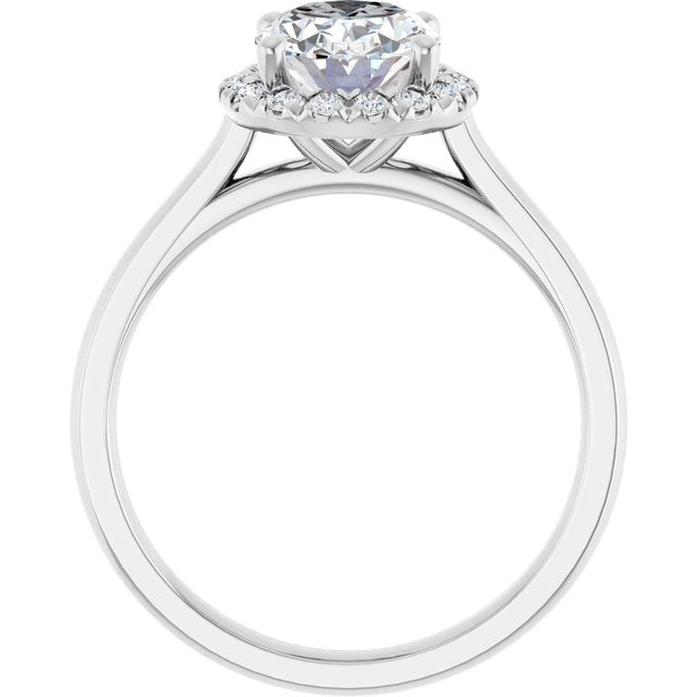French-Set Halo-Style Engagement Ring