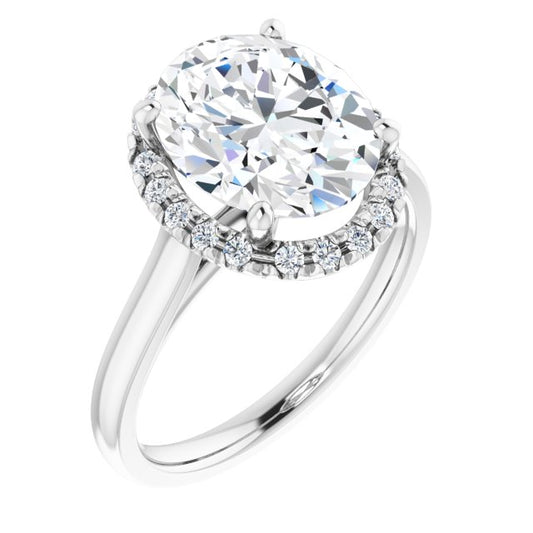 French-Set Halo-Style Engagement Ring