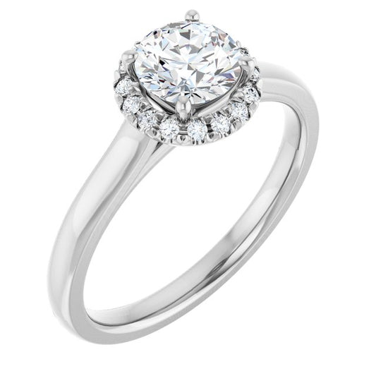 French-Set Halo-Style Engagement Ring