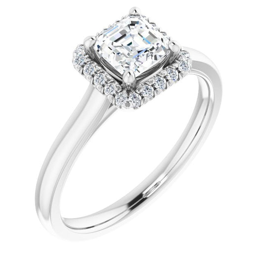 French-Set Halo-Style Engagement Ring