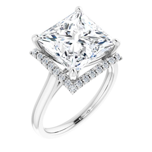 French-Set Halo-Style Engagement Ring
