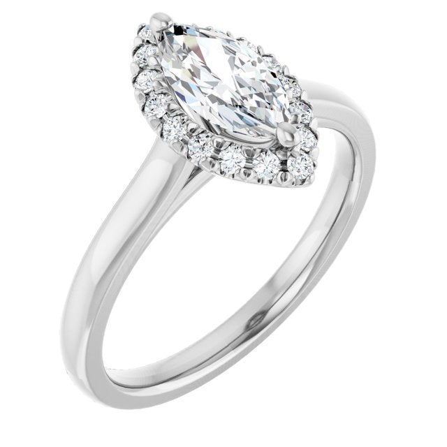 French-Set Halo-Style Engagement Ring