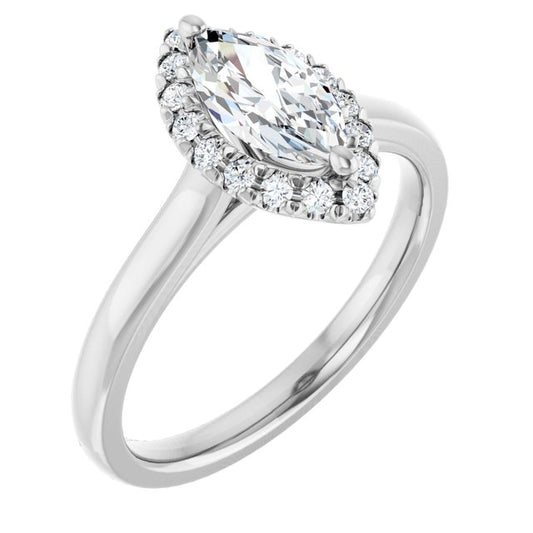 French-Set Halo-Style Engagement Ring