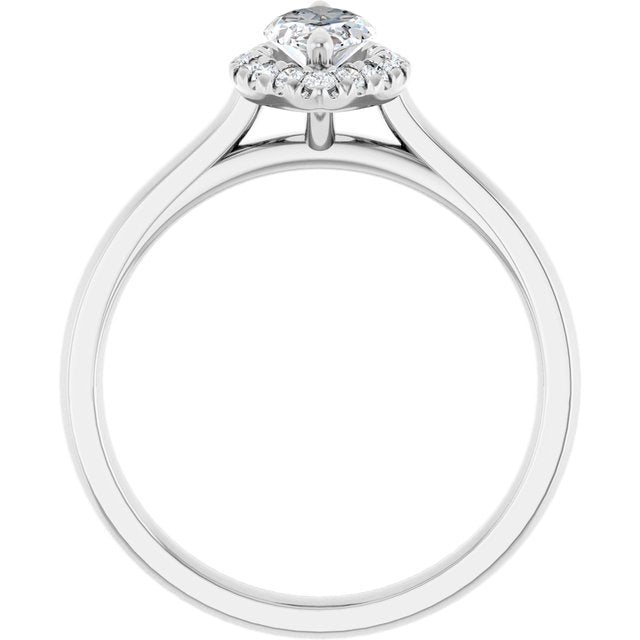 French-Set Halo-Style Engagement Ring