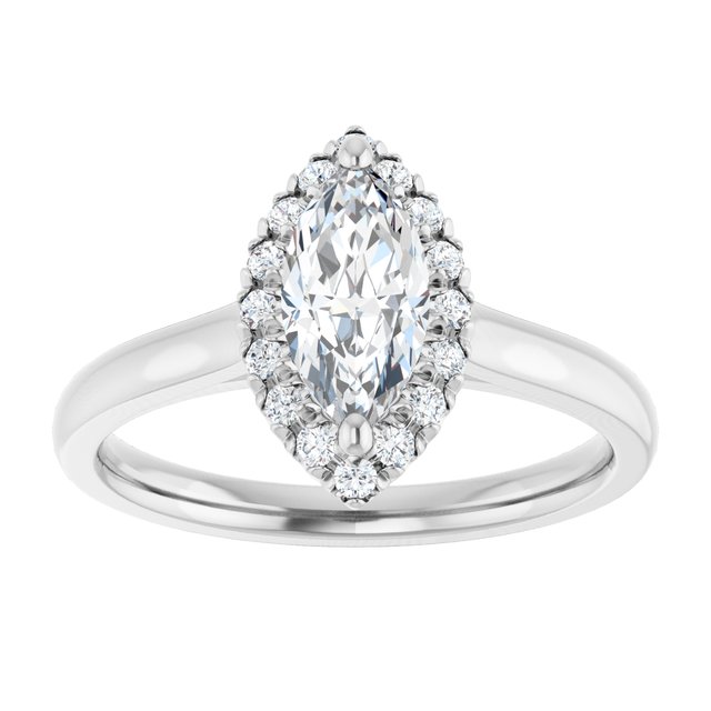 French-Set Halo-Style Engagement Ring