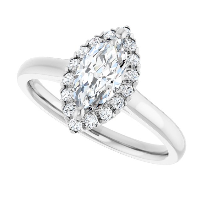 French-Set Halo-Style Engagement Ring