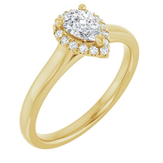 French-Set Halo-Style Engagement Ring