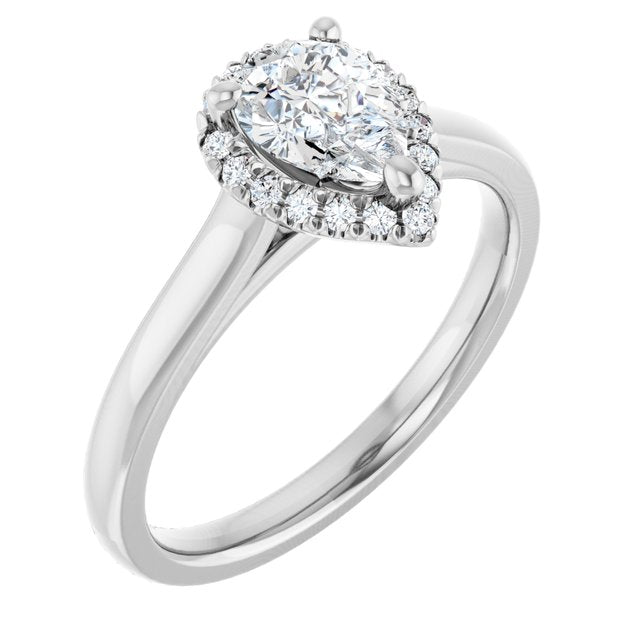French-Set Halo-Style Engagement Ring