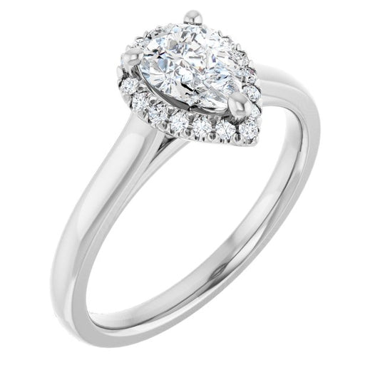 French-Set Halo-Style Engagement Ring