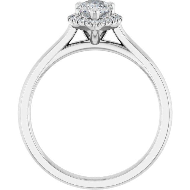 French-Set Halo-Style Engagement Ring