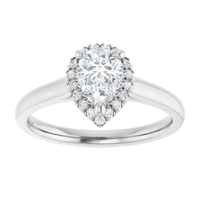 French-Set Halo-Style Engagement Ring