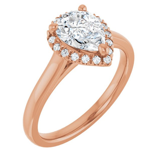 French-Set Halo-Style Engagement Ring