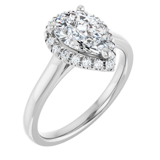 French-Set Halo-Style Engagement Ring