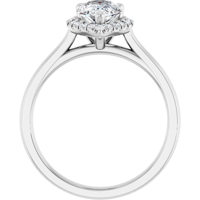 French-Set Halo-Style Engagement Ring