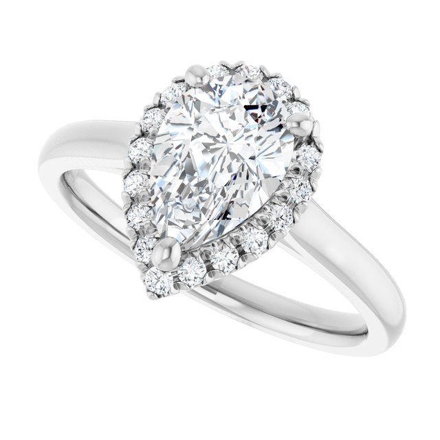 French-Set Halo-Style Engagement Ring