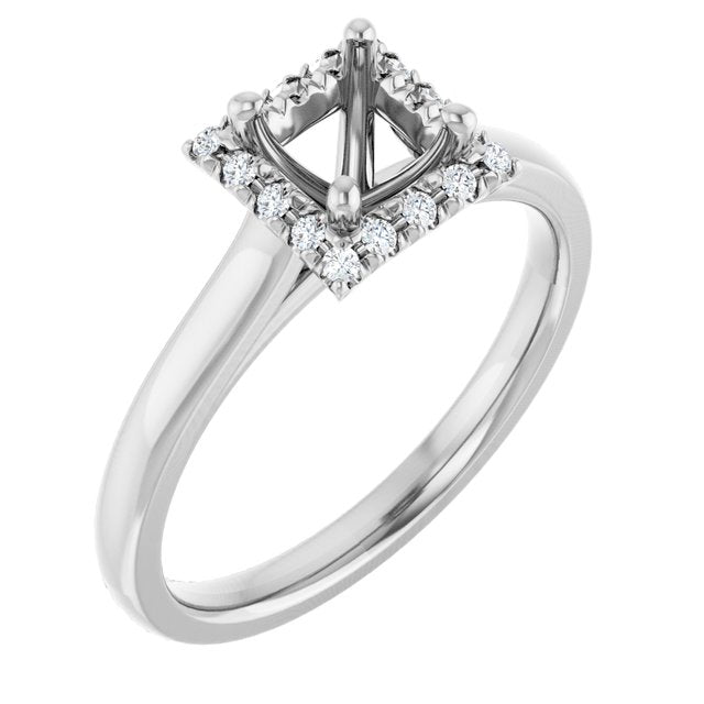 French-Set Halo-Style Engagement Ring