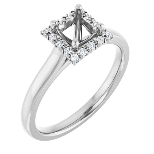 French-Set Halo-Style Engagement Ring