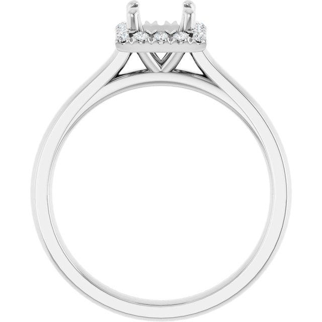 French-Set Halo-Style Engagement Ring