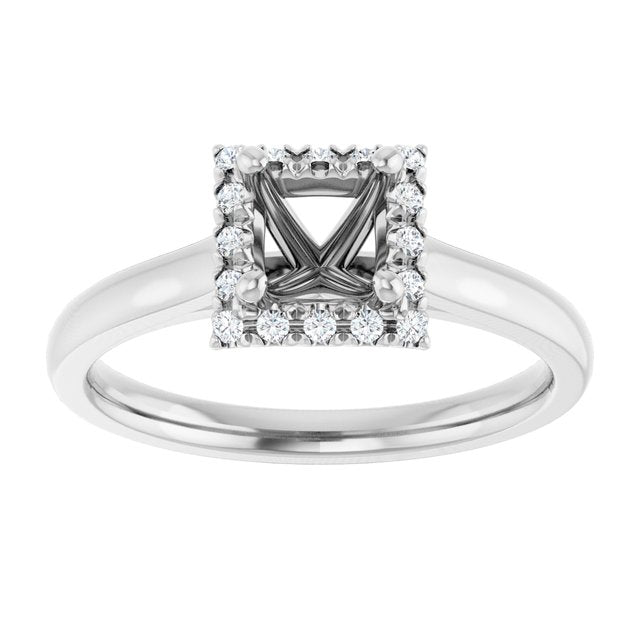 French-Set Halo-Style Engagement Ring