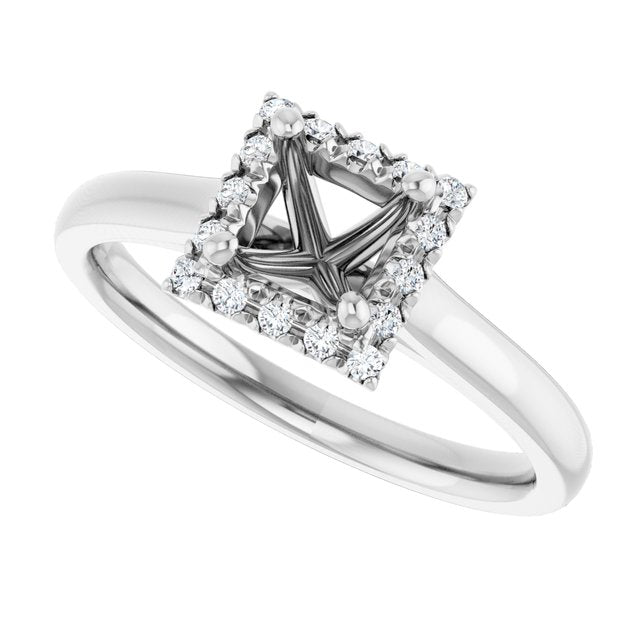 French-Set Halo-Style Engagement Ring
