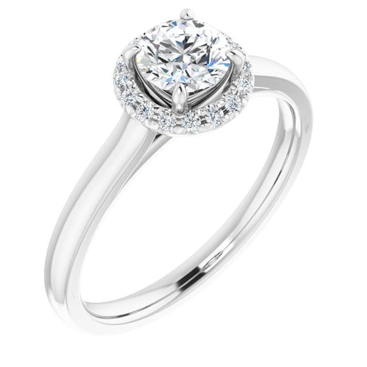 French-Set Halo-Style Engagement Ring