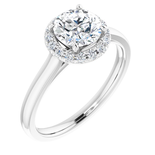 French-Set Halo-Style Engagement Ring