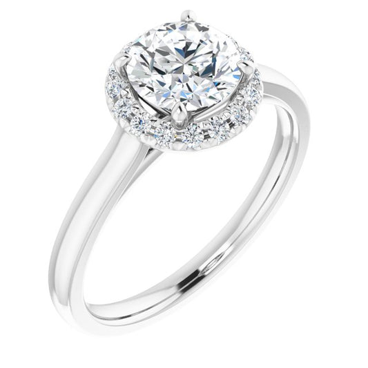 French-Set Halo-Style Engagement Ring