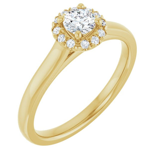 French-Set Halo-Style Engagement Ring