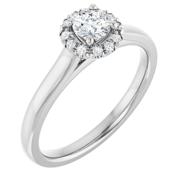 French-Set Halo-Style Engagement Ring