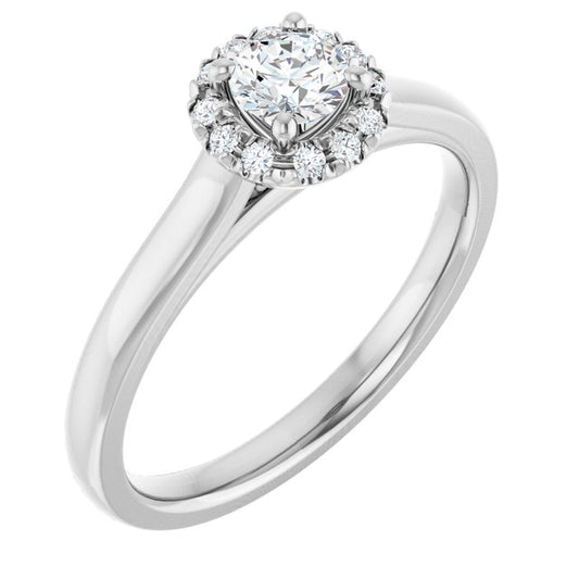 French-Set Halo-Style Engagement Ring