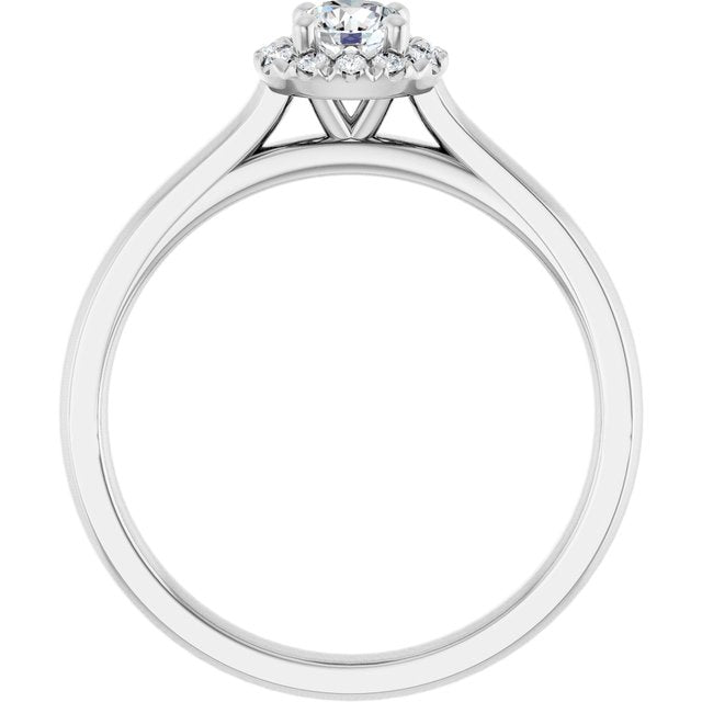 French-Set Halo-Style Engagement Ring