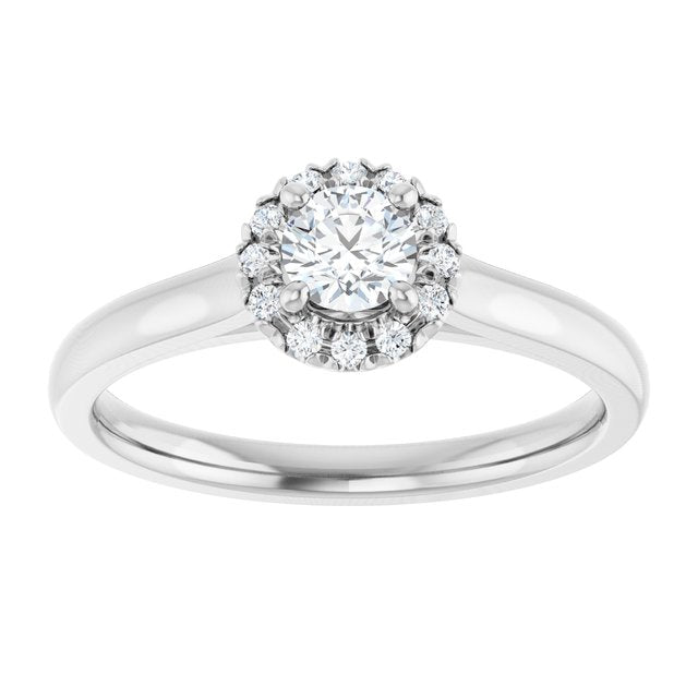 French-Set Halo-Style Engagement Ring