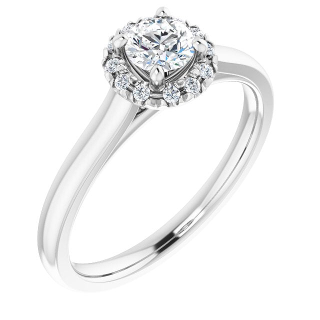 French-Set Halo-Style Engagement Ring