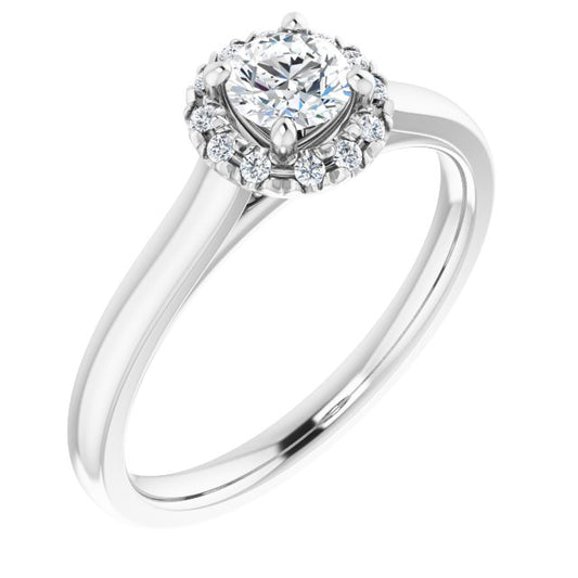 French-Set Halo-Style Engagement Ring