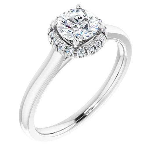 French-Set Halo-Style Engagement Ring