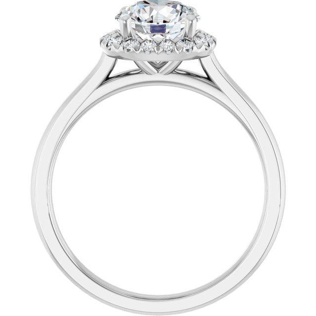 French-Set Halo-Style Engagement Ring
