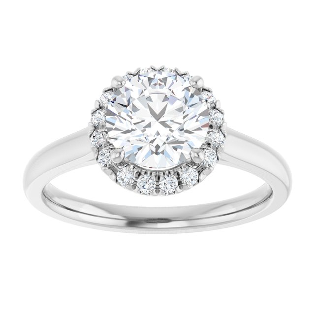 French-Set Halo-Style Engagement Ring