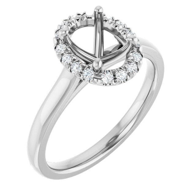 French-Set Halo-Style Engagement Ring