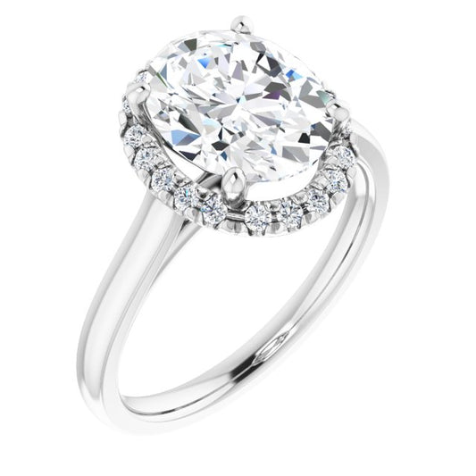 French-Set Halo-Style Engagement Ring