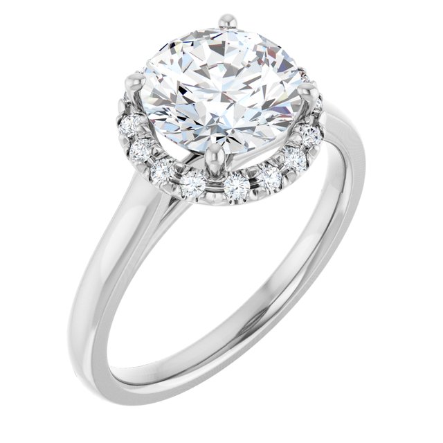 French-Set Halo-Style Engagement Ring