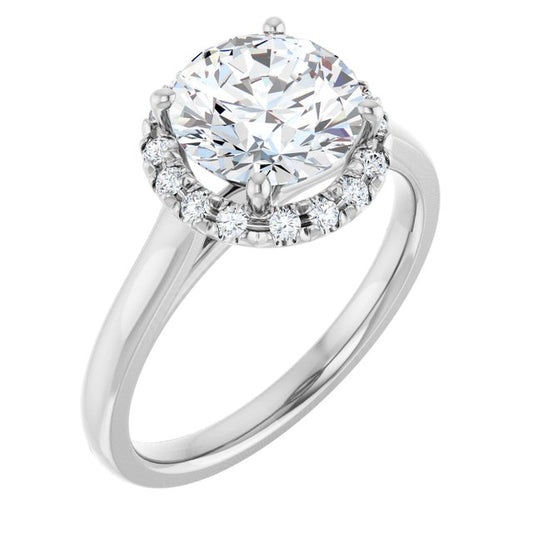 French-Set Halo-Style Engagement Ring