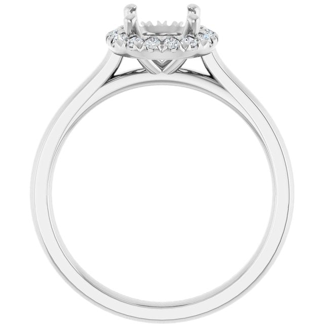 French-Set Halo-Style Engagement Ring