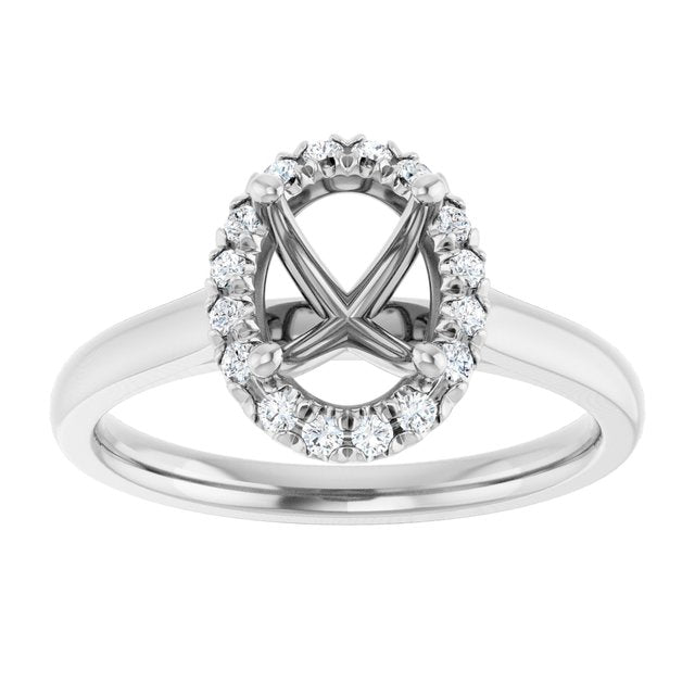 French-Set Halo-Style Engagement Ring